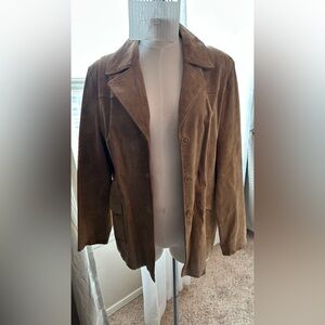 Vintage Mossimo Women's Tan Suede Leather Jacket